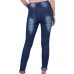 OEAK 2019 New Dark Blue Jeans Pancil Pants Women High Waist Slim Hole Ripped Denim Jeans Casual Stretch  Trousers Jeans