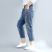 Plus Size 3XL Floral Embroidery Boyfriend Ripped Jeans For Women Harem Pants Lace Up Drawstring Denim Jeans Vaqueros Mujer C4304