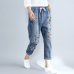 Plus Size 3XL Floral Embroidery Boyfriend Ripped Jeans For Women Harem Pants Lace Up Drawstring Denim Jeans Vaqueros Mujer C4304