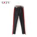 RZIV jeans woman casual stretch denim solid color stitching waist black jeans and skinny jeans trouser