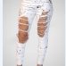 Ripped Jeans for Women 2018 New Mid-waist Hole Chain Jeans Paint Pants Skinny Destroyed Pants Hole Trousers Stretch Jeans