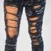 Ripped Jeans for Women 2018 New Mid-waist Hole Chain Jeans Paint Pants Skinny Destroyed Pants Hole Trousers Stretch Jeans