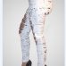 Ripped Jeans for Women 2018 New Mid-waist Hole Chain Jeans Paint Pants Skinny Destroyed Pants Hole Trousers Stretch Jeans