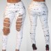 Ripped Jeans for Women 2019 New Mid-waist Hole Chain Jeans Paint Pants Skinny Destroyed Pants Hole Trousers Stretch Jeans  G3P7