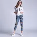 S-5XL women ladies Plus size mickey boyfriend denim ripped pants vintage straight jeans for girl Mid waist casual pants female