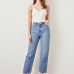 Trendyol Blue Black High Waist Boyfriend Jeans Straight-leg Casual Denim Ankle-length Pant TWOSS19LR0176