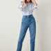 Trendyol Blue High Waist  Mom  Jeans Casual Straight-led Denim TCLSS19LR0047