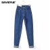 Vintage high waist jeans woman 2019 skinny black blue mom boyfriend jeans for women denim pants female trousers streetwear