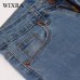 WIXRA Basic Jeans Vintage Mom Fit High Waist Stretched Jeans Femme Women Washed Blue Denim Skinny Jeans Classic Pencil Pants