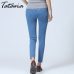 White Skinny Jeans Woman With Holes Slim Pencil Denim Pants Ripped Jeans For Women High Waist Stretch Capris Ladies Jean Femme