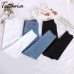 White Skinny Jeans Woman With Holes Slim Pencil Denim Pants Ripped Jeans For Women High Waist Stretch Capris Ladies Jean Femme