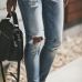 Women High Waist Ripped Denim Jeans Femme Skinny Pencil Pants Jean Hole Ripped Denim Jeans Casual Stretch Skinny Trousers Jeans