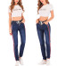 Women Large size stretch plus loose denim Jeans Elastic Plus Casual Drawstring Cropped women's nine points Cargo Jeans autumn