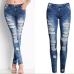 Women's Jeans Solid Color Distressed Skinny Jeans