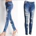 Women's Jeans Solid Color Distressed Skinny Jeans