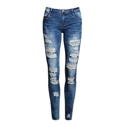 Women's Jeans Solid Color Distressed Skinny Jeans