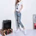 YOFEAI 2018 Jeans Women Casual Denim Ankle-Length Boyfriend Pants Women Print Pants Casual Harem Pants Female Plus Size 4XL 5XL