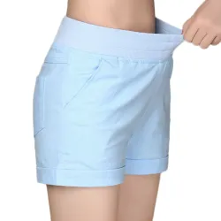 2017 European and American BF summer wind female candy color high waist linen shorts women loose elastic waist shorts plus size