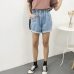 2018 Summer High Waist Denim Shorts Women Casual Loose Ladies Fashion Roll Up Hem Elastic Waist Pocket Blue White Jeans Female