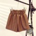 2019 Spring New Korean Style Female Sexy Leather Shorts High Waist Loose Wide Leg Short Femme Elastic Waist Belt Free Shipping