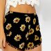 2019 Summer Style Casual Shorts Women Black Beach Pom Pom Ball Tassel Sunflower Print Short Feminino Elastic High Waist Shorts