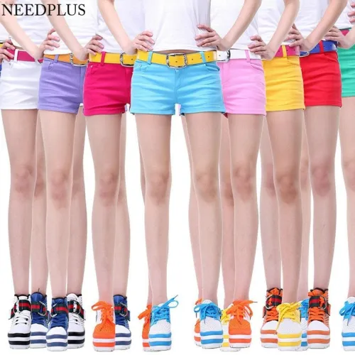 2019 Women's Shorts Denim Shorts Women Cotton Candy Color Short Jeans For Women Mid Waist Black White Sexy Short Feminino