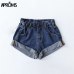 Aproms Casual Blue Denim Shorts Women Sexy High Waist Buttons Pockets Slim Fit Shorts 2019 Summer Beach Streetwear Jeans Shorts