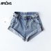 Aproms Casual Blue Denim Shorts Women Sexy High Waist Buttons Pockets Slim Fit Shorts 2019 Summer Beach Streetwear Jeans Shorts