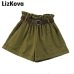 Army Green Shorts 2019 Summer Hot Shorts High Waist Wide Leg Bottoms Korean Fashion Streetwear Solid Color