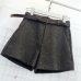 Autumn Winter Formal Shorts Women Korean High Waist Thick With Sashes Wide Leg Shorts Female Gray Black Green Casual Bottom