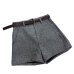 Autumn Winter Formal Shorts Women Korean High Waist Thick With Sashes Wide Leg Shorts Female Gray Black Green Casual Bottom