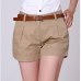 Bigsweety High Quality Summer Shorts Women Casual New Fashion Draped Summer Shorts Pockets Zipper Solid Khaki / White 2XL