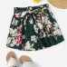 COLROVIE Green Self Tie Floral Print Elastic Waist Boho Summer Shorts Women 2019 Summer Wide Leg Belted Beach Casual Shorts