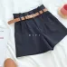 CamKemsey Korean Brief Design White Suit Shorts For Women 2019 Fashion Solid High Waist Wide Leg Shorts With Belt 5 Colors