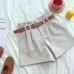CamKemsey Korean Brief Design White Suit Shorts For Women 2019 Fashion Solid High Waist Wide Leg Shorts With Belt 5 Colors