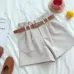 CamKemsey Korean Brief Design White Suit Shorts For Women 2019 Fashion Solid High Waist Wide Leg Shorts With Belt 5 Colors