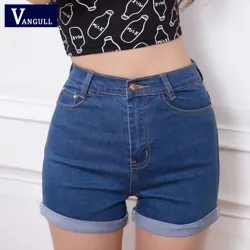 Casual 2018 New Korean Style Summer Vintage High Waisted Denim Women Shorts Plus Size Slim Stretch Turn Ups Female Jeans Shorts