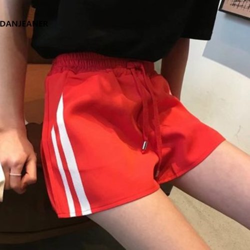 DANJEANER 2018 Summer Women Drawstring Sport Shorts Casual Wide Leg Shorts Female High Waist Loose Casual Street Shorts