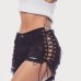 EXOTAO summer black lacing women's shorts ripped women's denim shorts sexy bandage high waist shorts ripped short pants women