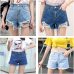 Europe Blue Crimping Denim Shorts For Women 2019 Summer New Casual Plus Size Ripped Hole Short Jeans Womens High Waist Shorts