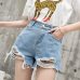 Europe Blue Crimping Denim Shorts For Women 2019 Summer New Casual Plus Size Ripped Hole Short Jeans Womens High Waist Shorts