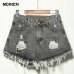 Europe Blue Crimping Hole Denim Shorts For Women Summer New Brand Trendy Slim Casual Plus Size Womens High Waist Shorts 6XL