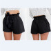 Fashion Women Sexy OL High Waist Empire Lace-up Drawstring Ruffles Solid Cotton Shorts Crepe Shorts Summer Beach Casual ShortS