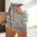 Fashion Women Summer Casual Shorts High Waist Striped Short