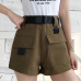 Flectit Summer Women Cargo Shorts Korean Fashion High Waist Mini Shorts with Pocket Buckle Belt Casual Ladies Shorts *