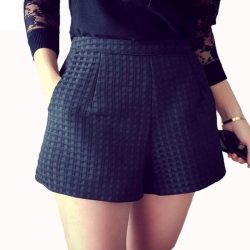 GAOKE 2017 New Fashion Joker dark Plaid shorts high-waisted shorts Korean Casual women Jeans Shorts crochet shorts