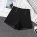 GUMPRUN Women Biker Shorts 2019 Summer Fashion Button High Waist Wide leg Commuting Shorts Black White Wild Casual Shorts