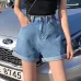 Garemay Women's Denim Shorts Classic Vintage High Waist Blue Wide Leg Female Caual Summer Ladies Shorts Jeans For Women