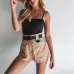 High Waist Wide Leg Cargo Women's Shorts Vintage Sashes Solid Khaki Pocket Women Shorts 2019 Summer Fashion NEW Casual Clothes