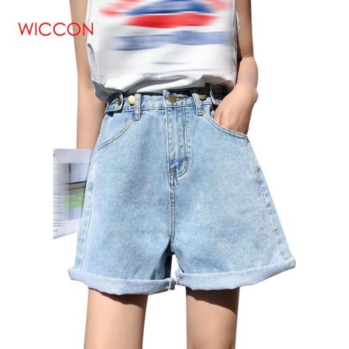 High Waist Women Denim Shorts 2019 New Korean Retro Female Summer Casual Wear A-line Wide Leg  Thin Loose  Shorts